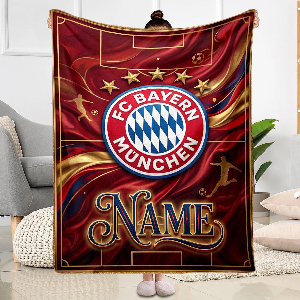 Bayern Munich Soccer Poster Personalized Text Blanket Throw Personalized Blanket Soft & Cozy Suitable for Livingroom Sofa Nap Bedding