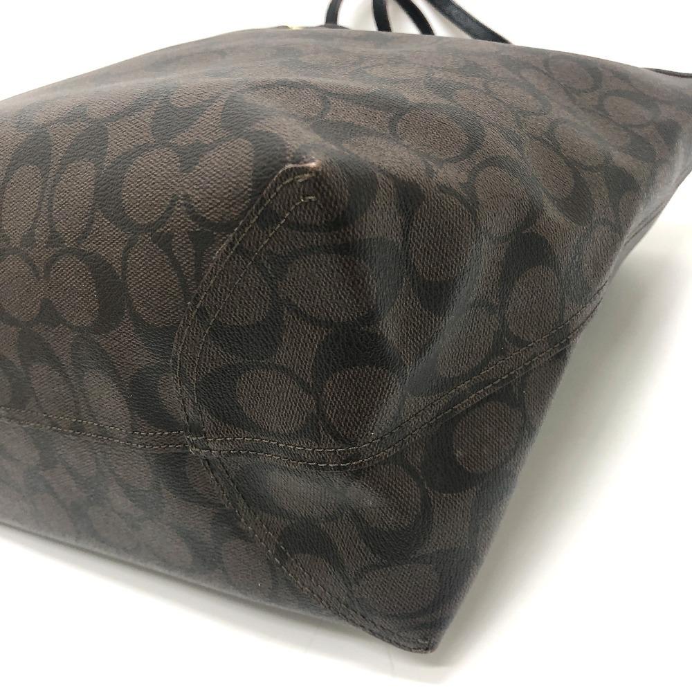 COACH Signature Bag Hand Bag Shoulder Tote Bag PVC Brown