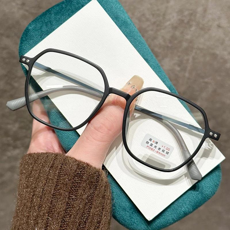 

Модные матовые очки для чтения для женщин и мужчин, винтажные, блокирующие синий свет, для пресбиопии, трендовая квадратная оправа, очки для дальнозоркости 4.0