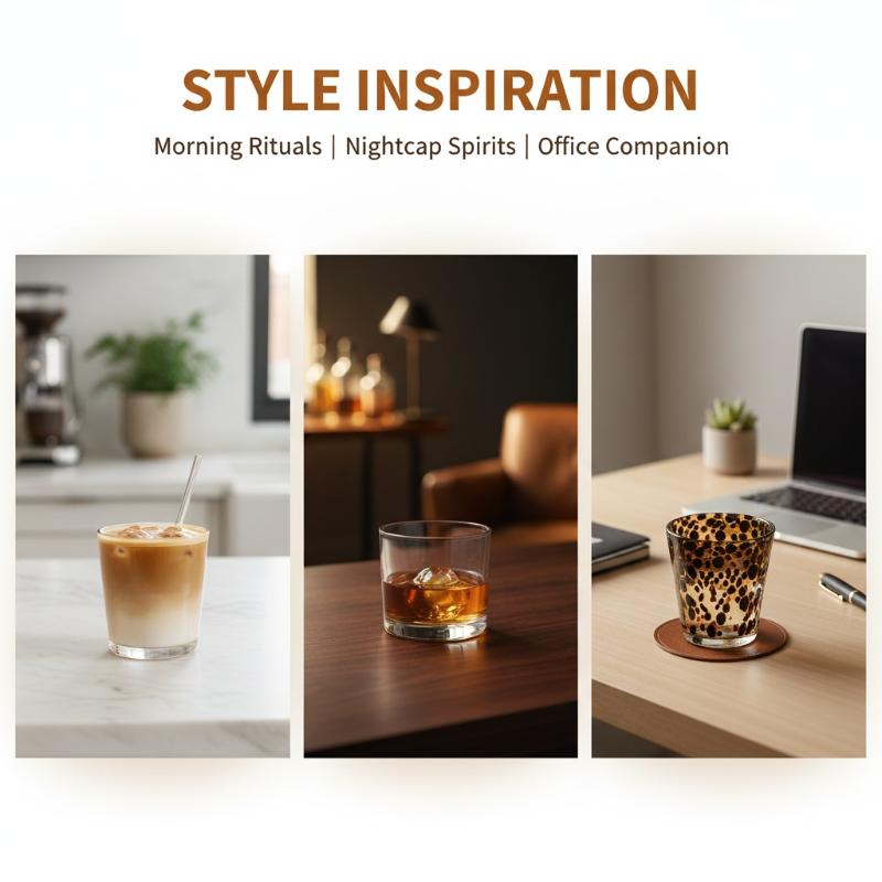 Hand-Blown Retro Brown Tortoiseshell Glass – Leopard Print Tumbler, Heavy Base, Elegant Water Cup for Kitchen, Home & Daily Use