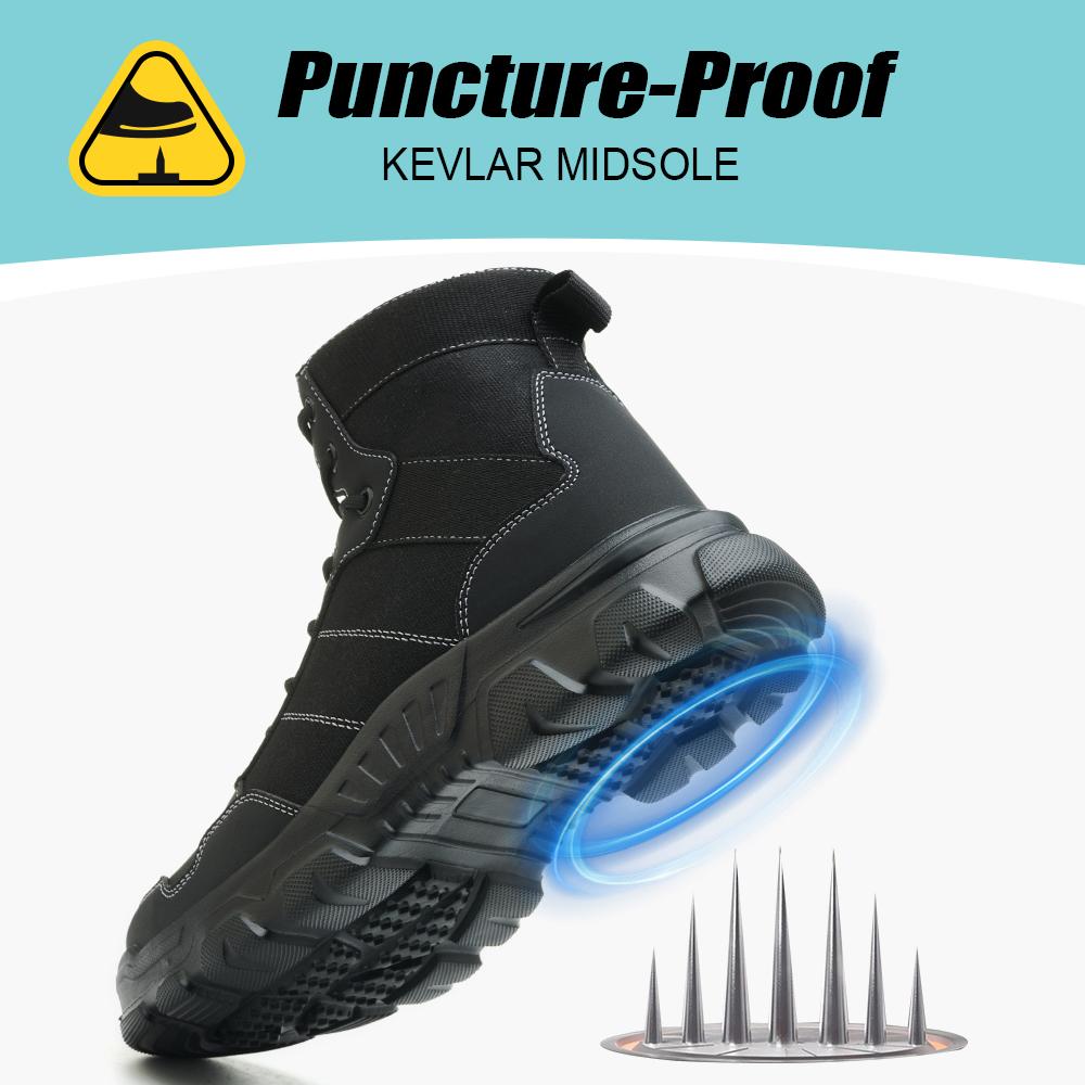Light Breathable Work Boots Men Steel Toe Shoes Safety Boots Puncture-Proof Protective Shoes Indestructible Safety Shoes