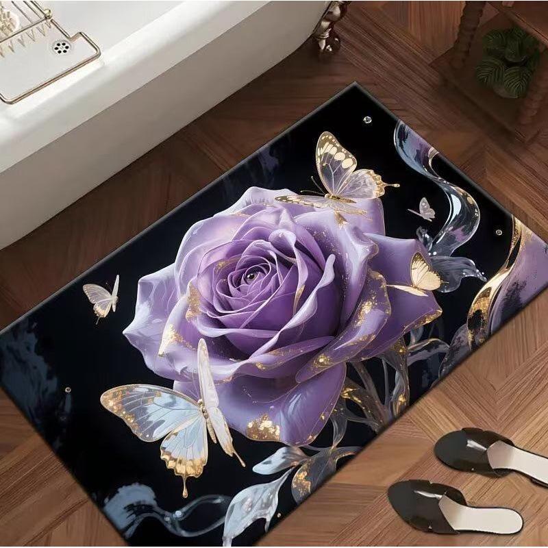 3D Rose Flower Quick-Dry Anti-Slip Bathroom Mat