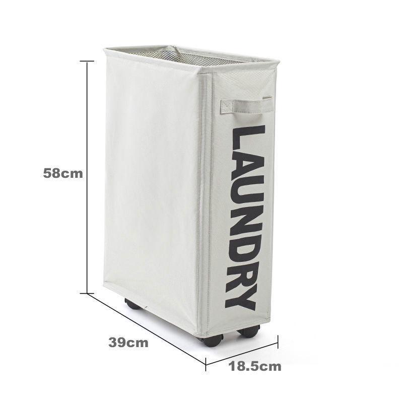 Oxford Cloth Folding Storage Basket with Wheels - Ideal for Laundry, Yoga Mats, and Household Items.