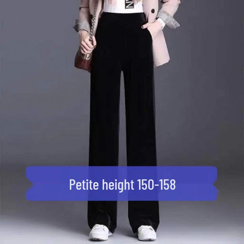 Golden Velvet High-Waisted Straight-Leg Pants - Women's Autumn/Winter 2025 Collection