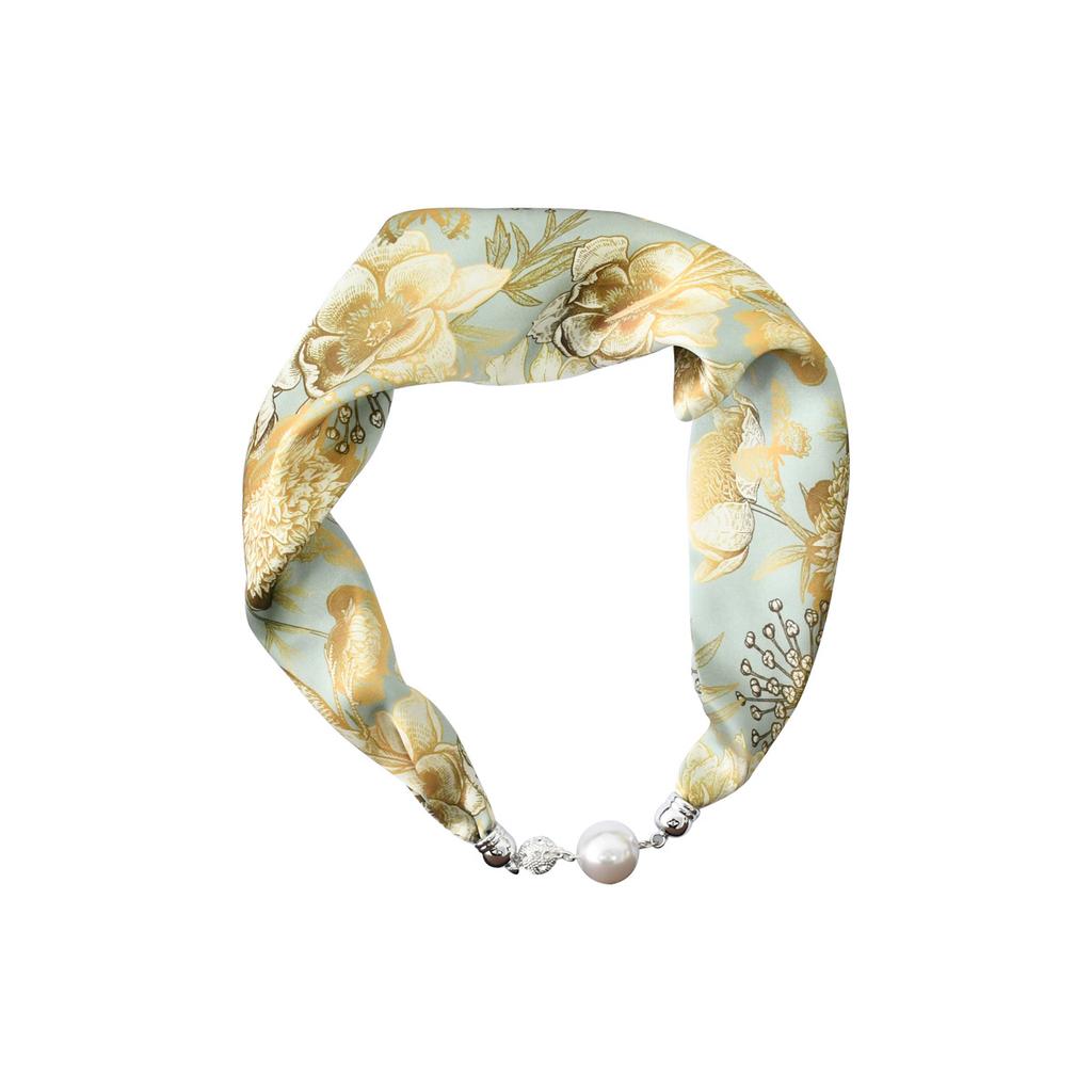Chinese Style Retro Multi-Functional Lazy Magnetic Silk Scarf Small Strip With Diamond Magnetic Buckle Small Scarf Headband