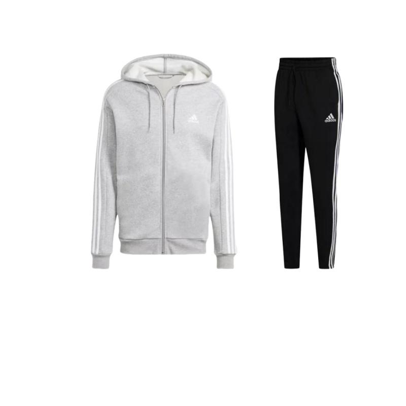 

Adidas Флисовая толстовка с капюшоном на молнии с тремя полосками и полосатые спортивные штаны на шнурке, комплект из мужских толстовок и комплектов GK8995+IJ6479 M