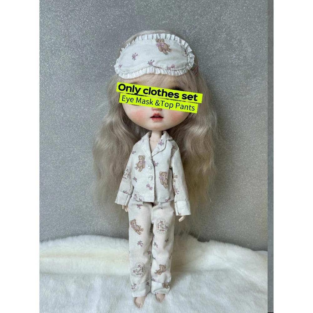 3 Stück/Set Puppe [Augenmaske+Oberteil+Hose] Blyth Pyjama 1/6 Puppen Outfit (Passend für ICY, Big Fish) Puppenzubehör