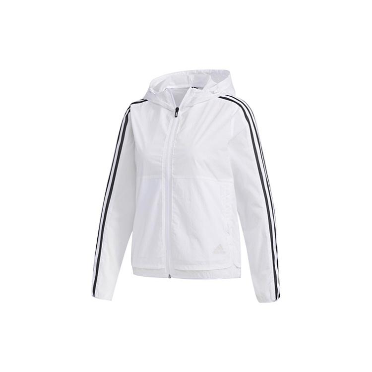 (WMNS) adidas Three Stripes Printing Hooded Jacket White Black Women s FM9257 XS