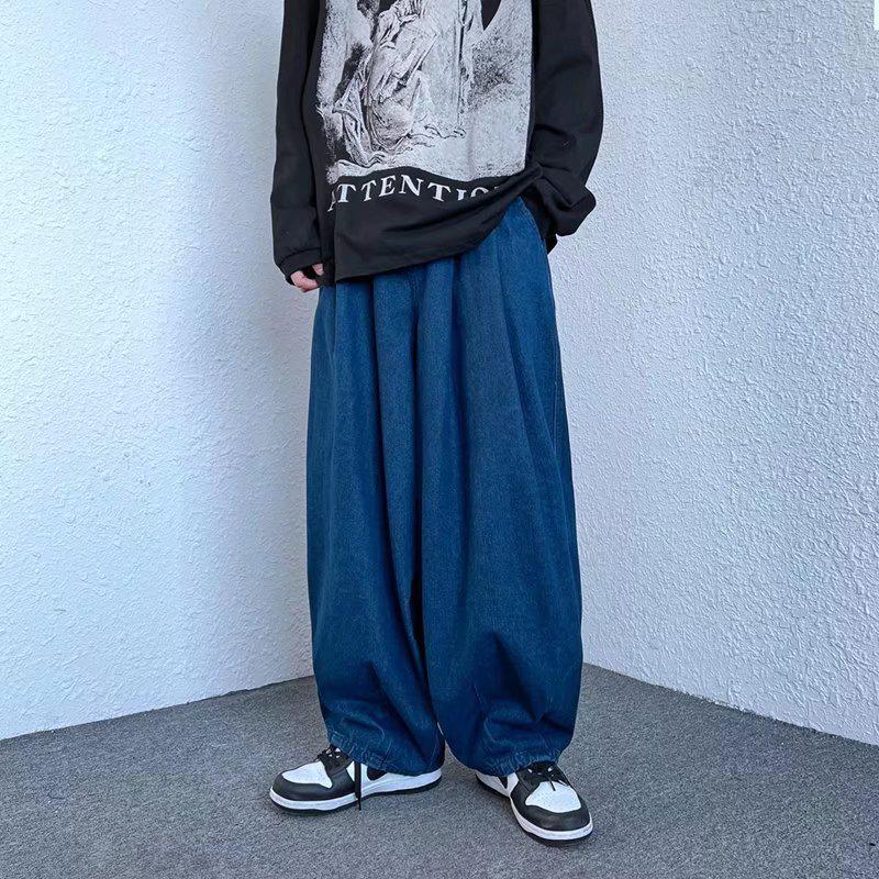 Men's Autumn/Winter Trendy Wide-Leg Jeans - Handsome Loose-Fit Japanese Retro Harem Style Casual Pants.