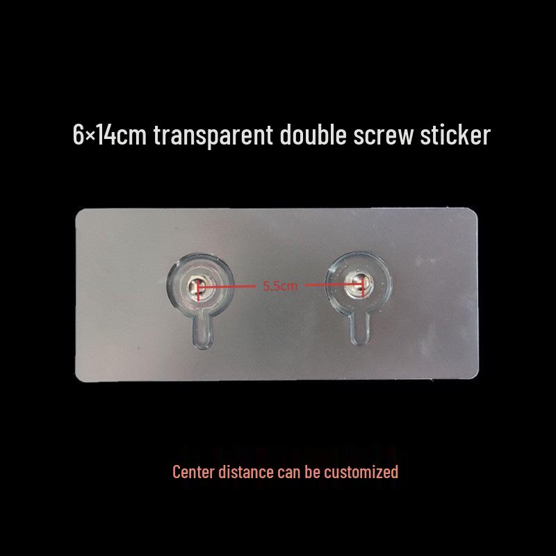 Multi-layer Adhesive Wall-Mount Storage Rack with Transparent Hooks for Bathroom