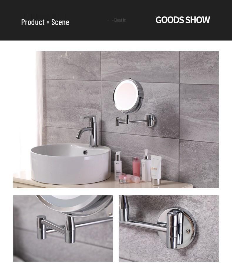 Double-Sided LED Wall-Mount Vanity Mirror with Magnification and Light