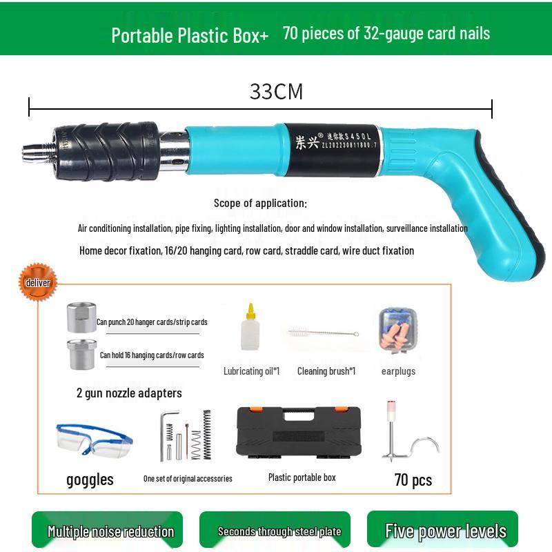 Compact Multi-Function Powder-Actuated Nail Gun for Ceilings and Concrete