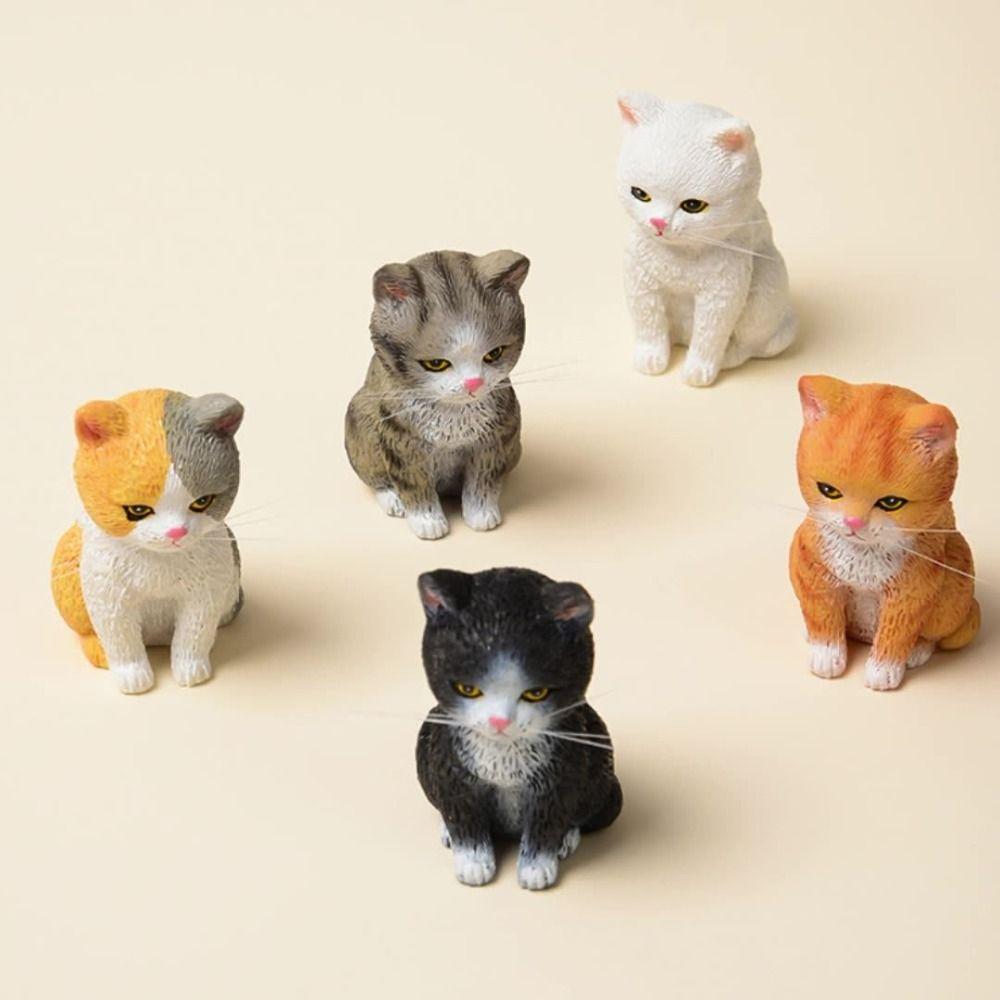 Cartoon Style Cat Statues Figurines Tiger Spot Cat Decoration Micro Landscape