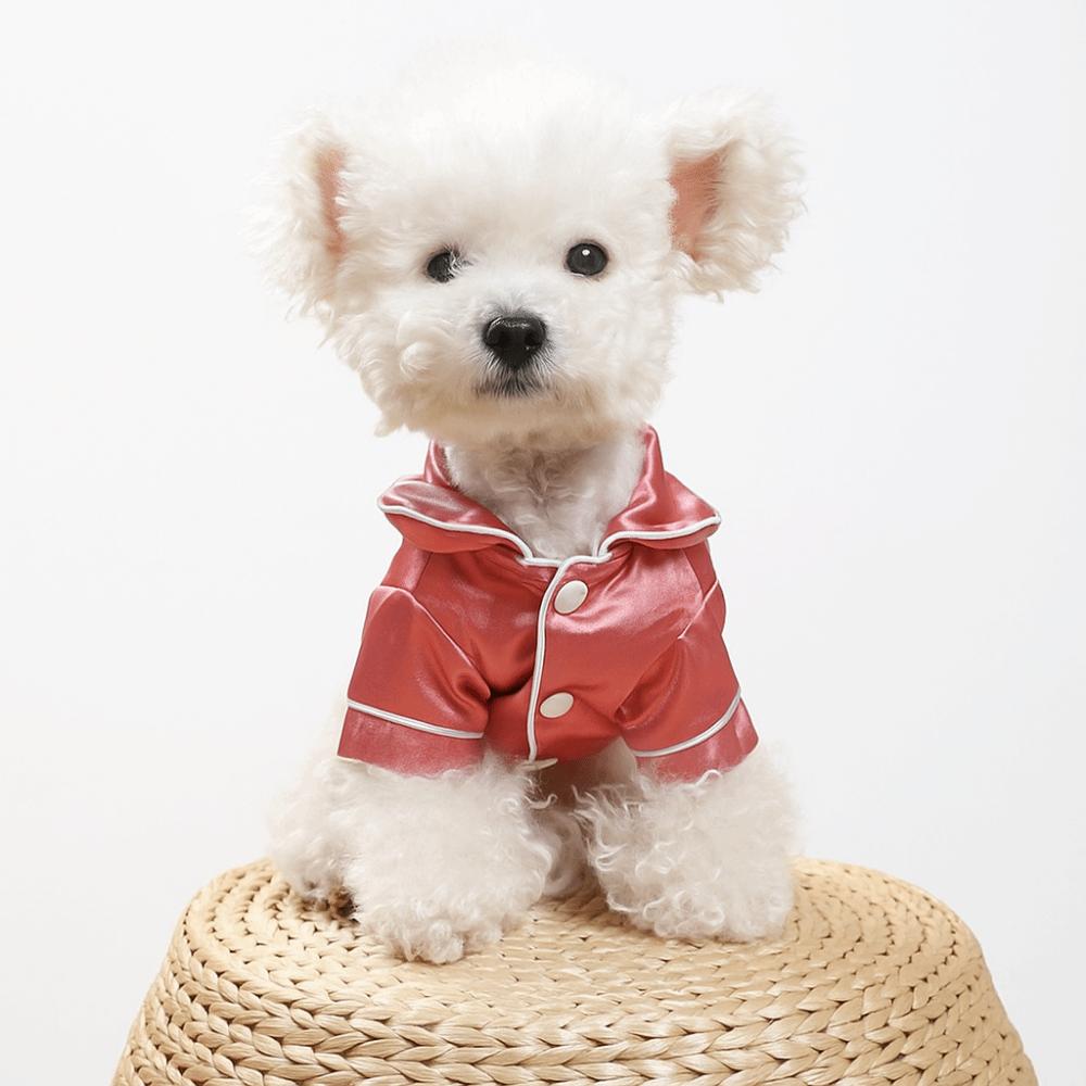 Stylish Soft Pet Silk Pajamas Thin Fabric XS/L Dog Shirt Comfortable Skin-friendly Cat Clothes Daily Wear