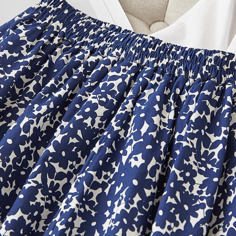 Retro Floral High-Waisted Mid-Length Skirt