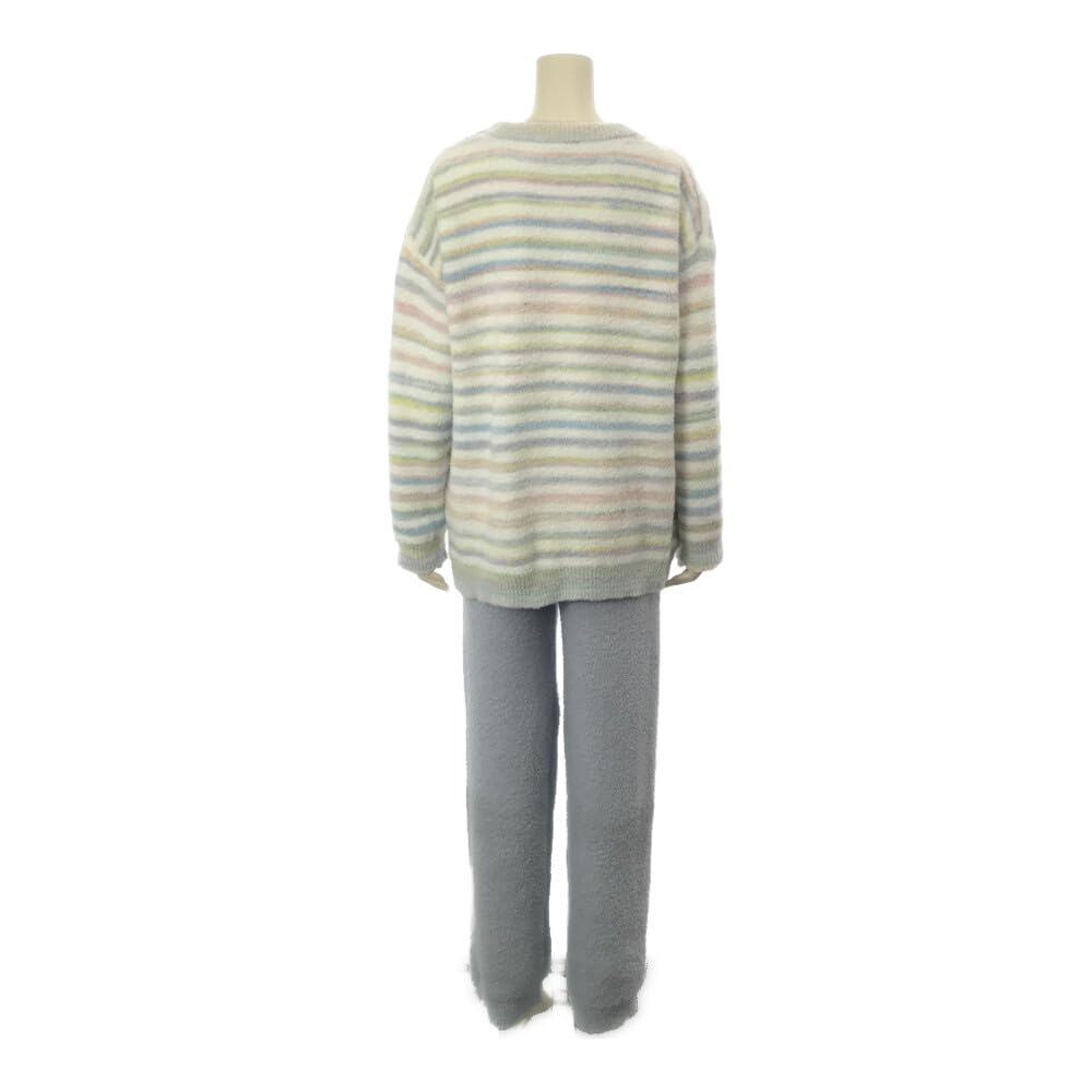 Room Cute Top and Bottom 2 Piece Pastel Free Size [RAVIR] Wear, Women's, Winter, Fluffy, Pajamas, Set, Set, Color, Border, Adults, White,