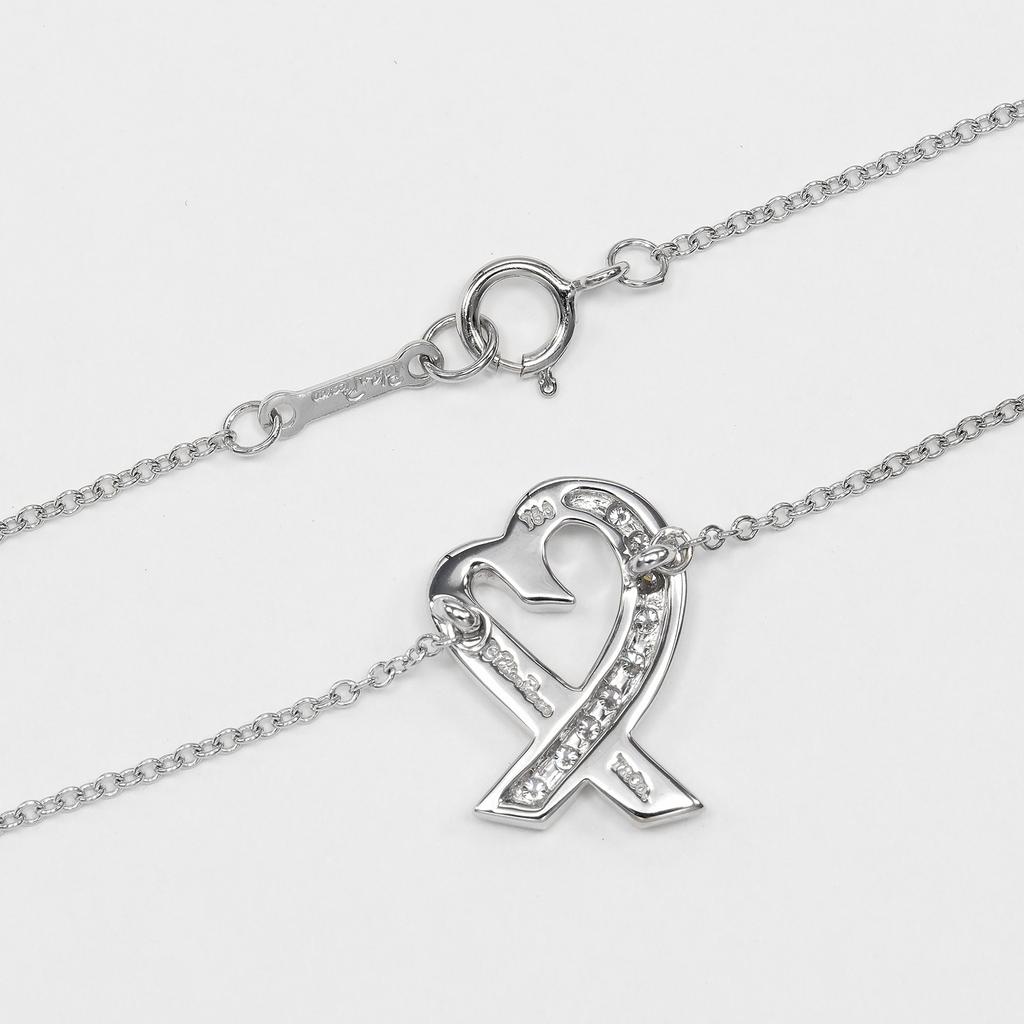 TIFFANY&Co. Loving Heart Necklace K18 White Gold/diamond 3.39g Women Used