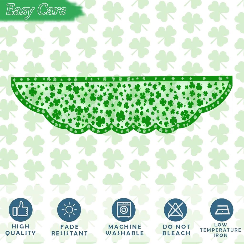 Green Shamrock Mantle Scarf for Fireplace - St Patricks Day Fireplace Cover Decorations Indoor - Lace Irish Mantel Scarves Garland Runner - Saint