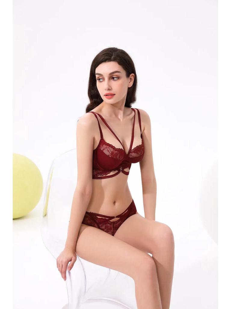 Set Sutien Zodia Dantelă Roșie Ultra-Subțire Franțuzesc: Design Anti-Lăsare pentru Toate Mărimile de Piept