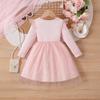 Foreign Trade Baby Girl Long-sleeved Bow Dress 2026 Autumn New Style Little Girl Fashionable Mesh Dress Princess Dress