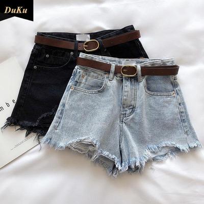 Hellblaue Jeansshorts Damen Sommer Dünn Locker Dünn Zeigen Hoch A Wort Weite Beine Alles Passend
