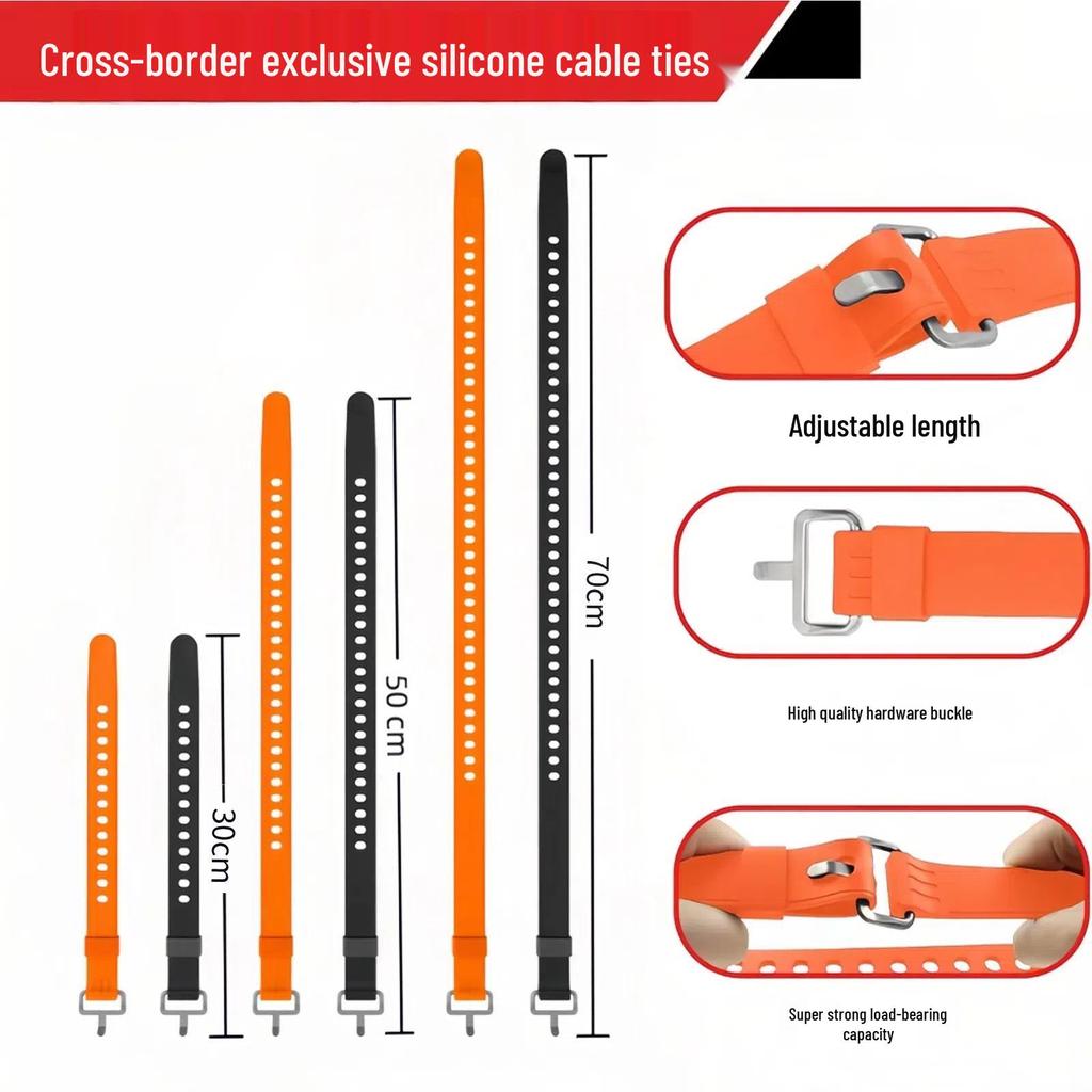 Multifunctional Silicone Strap: Quick-Release Cable Tie for Luggage and Cargo Binding