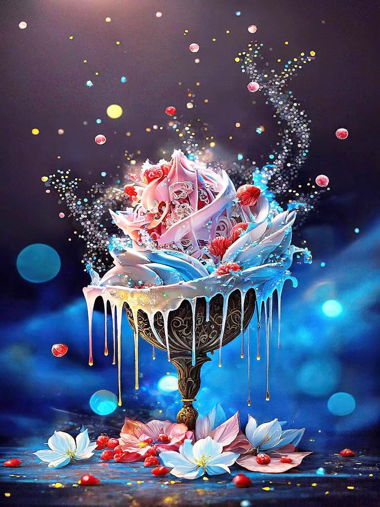 DIY Diamond Embroidery Ice Cream Diamond Mosaic Flower Cross Stitch Set Painting Glass Landscape Wall Decor