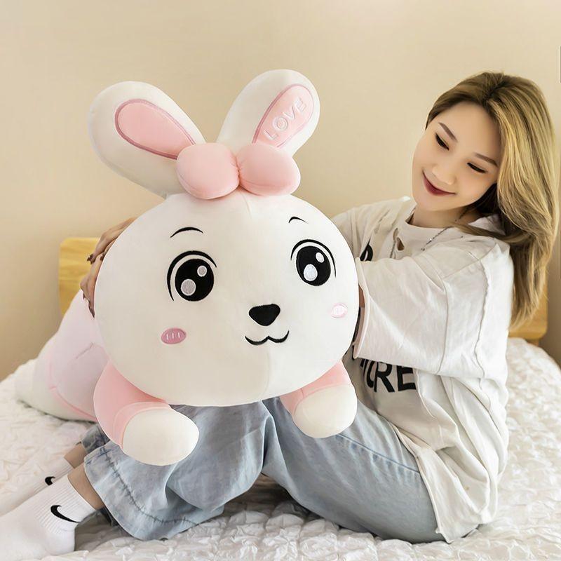Adorable Rabbit Plush Long Pillow Soft Toy Ideal Gift For Girls In Pink And Blue Colors