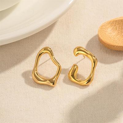Irregular Geometric Hollow Earrings Stainless Steel Metal Earrings