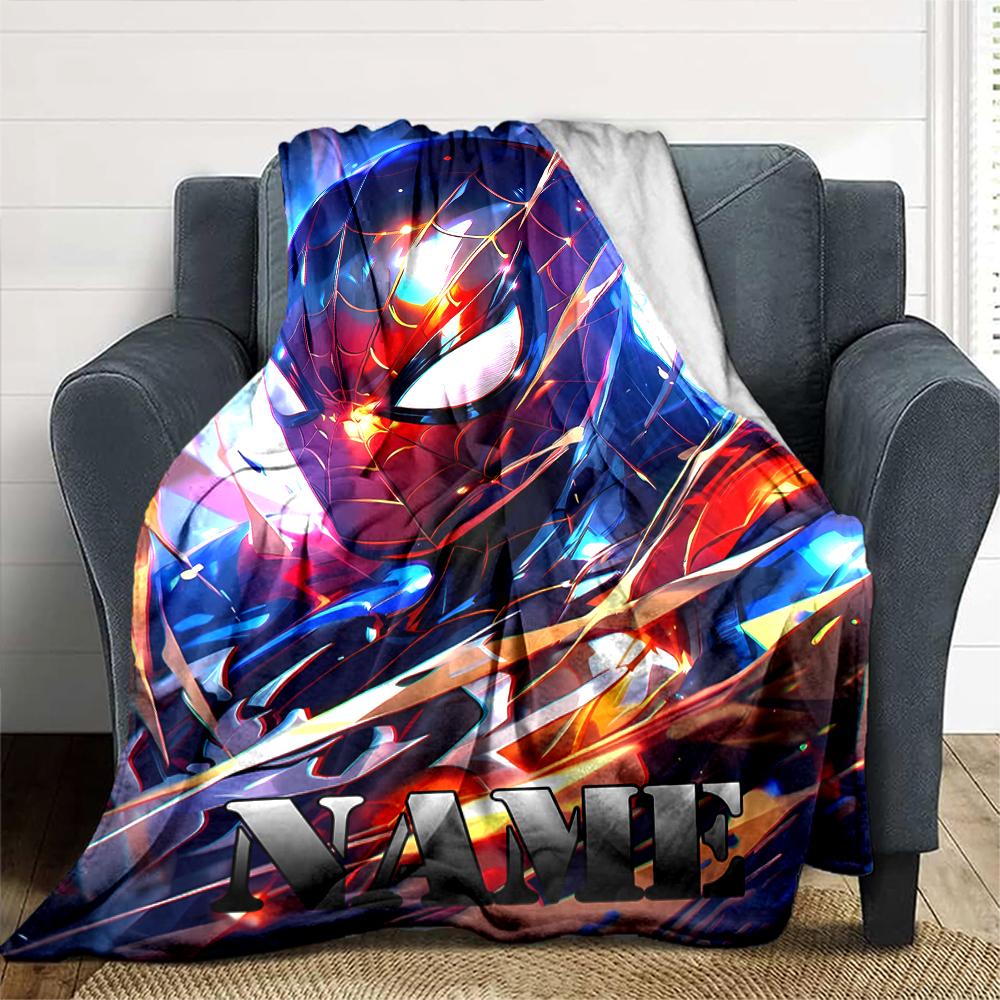 Customiz Name Personality Spider-Man Blanket Soft &Warm Sofa Office Bed Travel Lunch Break Blanket, Gift Suitable All Seasons