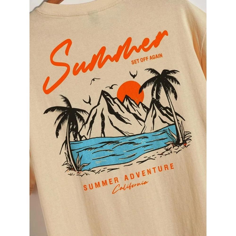 Letní Odjezd Znovu Dobrodružství Kalifornie Pánské Tričko Bavlna Volné Tričko Oblečení Móda Teplákové Oblečení Nadměrná Letní Tílka