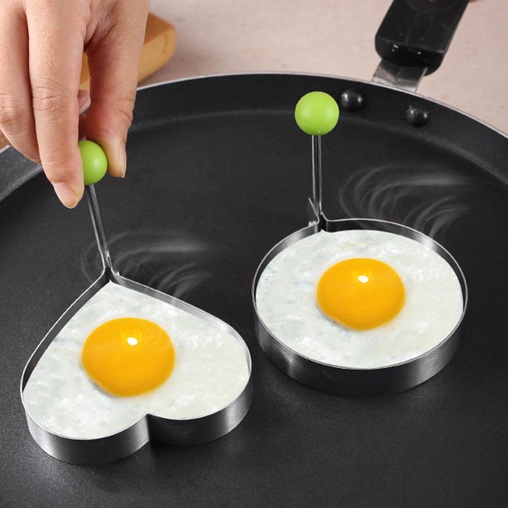 Stainless Steel Eggs Rings Mold With Handle Round/Bear/Flower/Star and Heart Shaped Egg Mold Baking Tools Kitchen Accessories