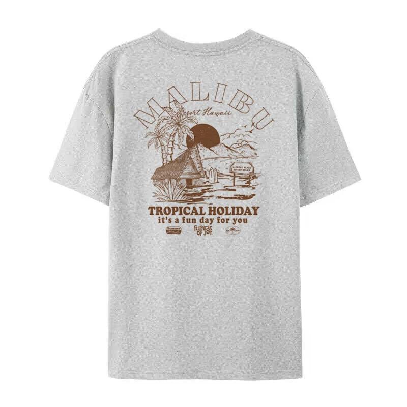 Women Back Print Oversized Beach TShirt Retro Fashion Streetwear Graphic Tees Unisex Summer Tropical T Shirt Cute Vacation Tops