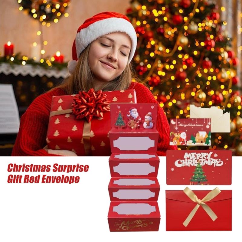 Gift Envelopes 6 Compartments Christmas Card Organiser Santa Snowflakes Decorative Paper Packaging For Parties Event