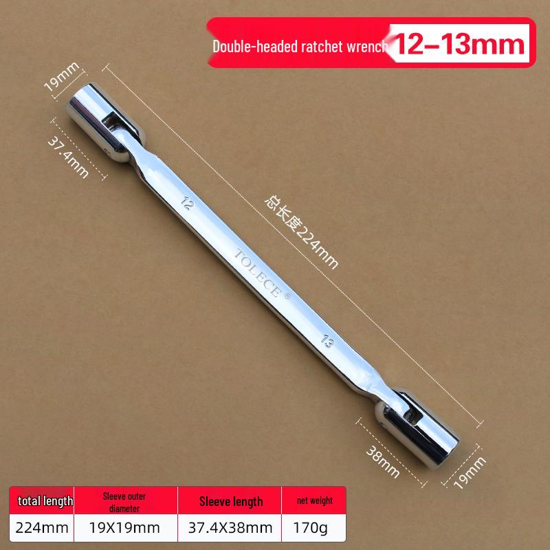 Dual-Use Ratchet Wrench 8-22mm: Double-Ended, Open-End & Socket Auto Repair Tool