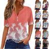 Women's  Collar Botanical Print Striped Short Sleeve T-Shirt Top