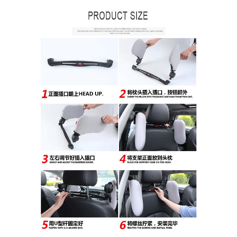 Beige Car Seat Headrest Neck Rest Pillow Neck Safety Seat Support Cushion Pad