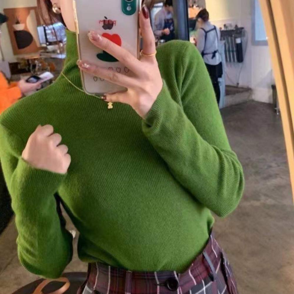 A New Large-sized Women's Sweater for Autumn and Winter, Featuring A High-neck Base Layer and Long-sleeved Knitted Sweater