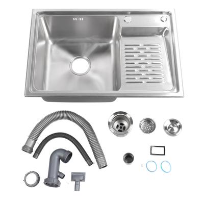 Aufsatzspüle 304 Edelstahl Einbauspüle Einzelbecken mit Waschbrett Wäscheservice