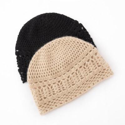 Herbst/Winter 100% Kaschmir Lässiger Vielseitiger Handgestrickter Hohlstrick Pullover Turbanhut