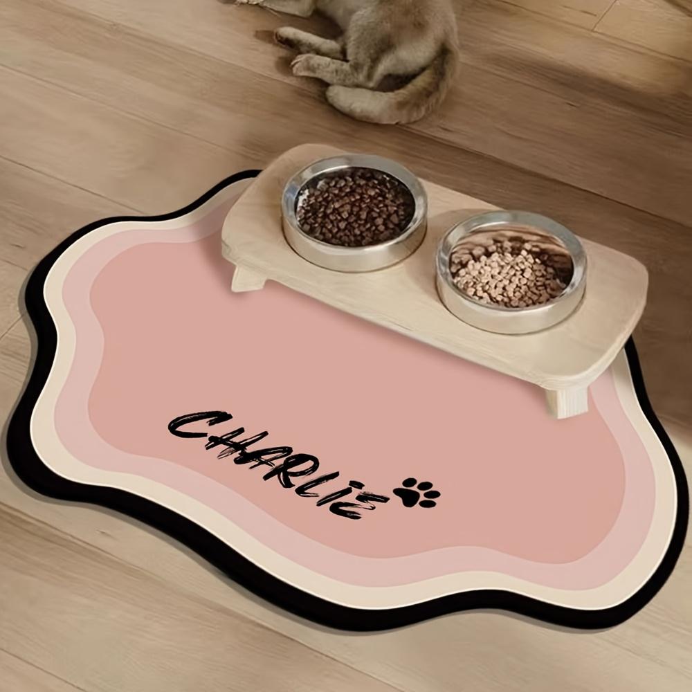 

1PC Personalized Pet Feeding Mat - Quick Drying Absorbent Non-Slip Cat Bowl Mat, Suitable for Cats and Dogs, Durable Natural Rubber Floor Mat рожевий