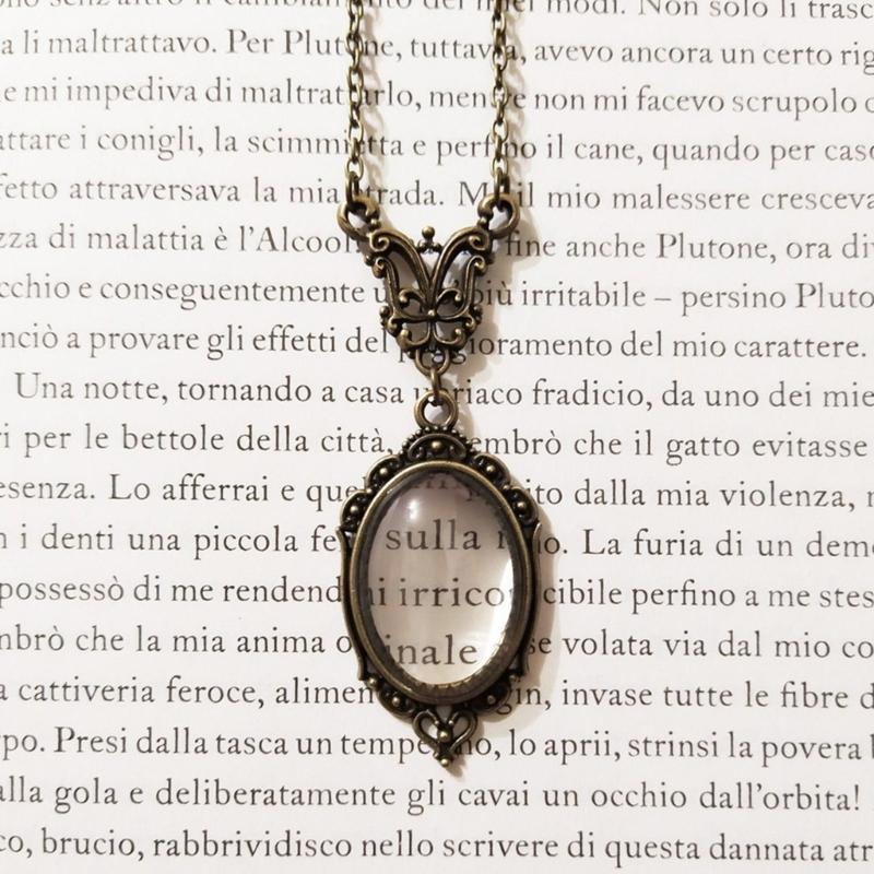 Monocle Glasses Loupe Magnifier Necklace with Long Chain Reading Aid for Library Reading Magnify Necklace Jewelry Decor