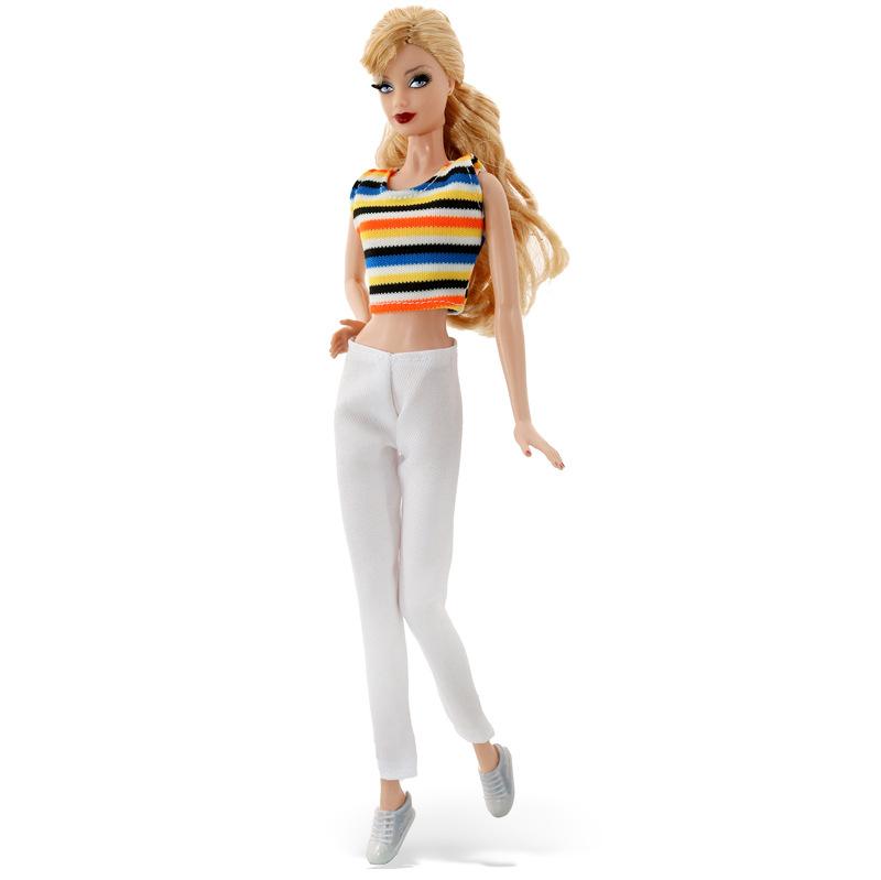 30cm Doll Clothes, Fashion Denim Jeans & Vest Outfit Set, Causal Style Doll Pants and Top, Changeable Clothes for Doll Toys, Gift for Girls