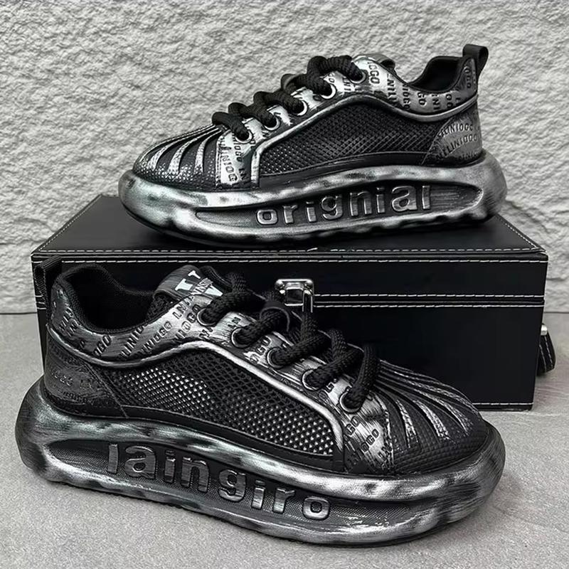 

Fashion New aged, breathable, thick-soled casual sneakers, low-top perforated mesh dad shoes, high quality A11 38 чёрный