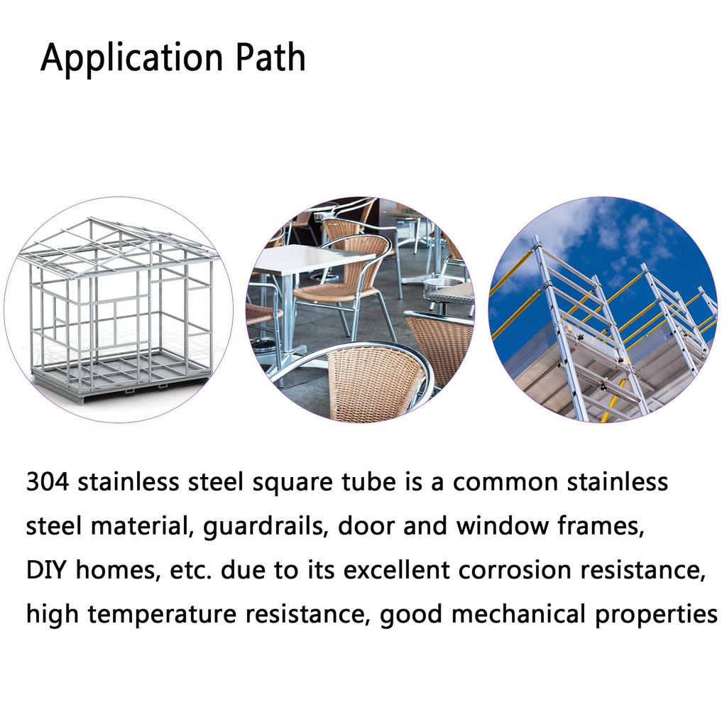 304 Stainlesss Steel Square Tube Size 10-20mm 304 Stainlesss Steel Metal Square Tube 1mm Thick Polished Structural Tube Corrosion Resistance