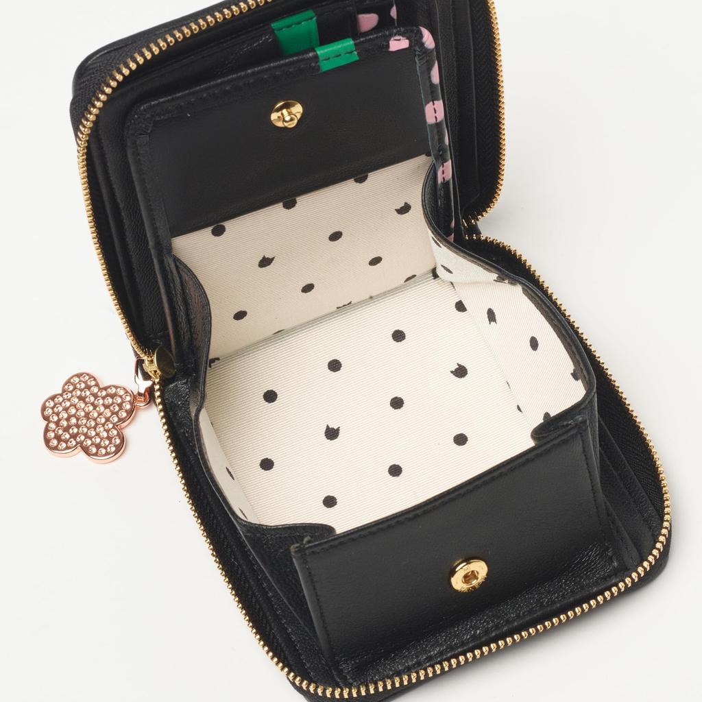 Tsumori Chisato Eponekomesh Bifold Wallet, Black, Round Zipper, Bill Compartment