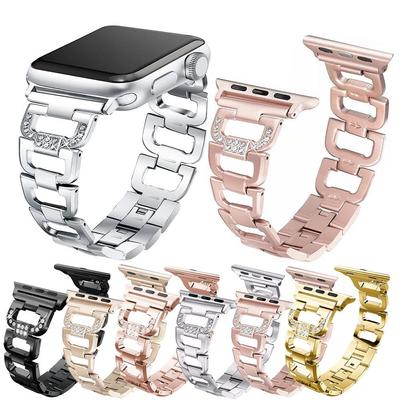 Cinturino con bracciale a diamante per Apple Watch Series 7 6 SE 5 4 3 2 1 Cinturino in acciaio inossidabile per 38 mm 40 mm 41 mm 42 mm 44 mm 45 mm Cinturino da polso regolabile