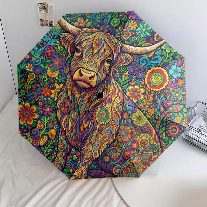 Mandala painting Pattern Pattern New Style Umbrella, 1 Piece Automatic Folding Umbrella, Portable Travel Umbrella, Outdoor Umbrella, Birthday Gift