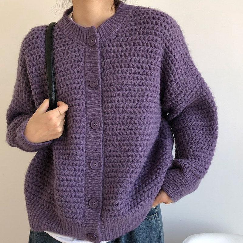 Red Sweater Women's Loose and Lazy Style Early Autumn Korean Knitted Cardigan Spring and Autumn Women's Top