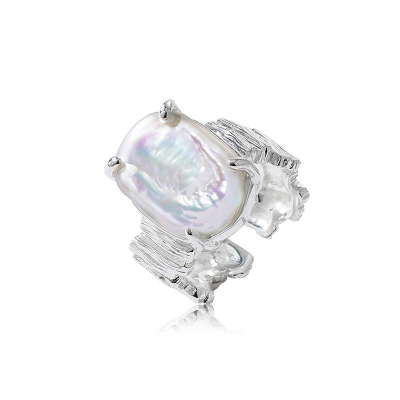 

Новый продукт Нишевый дизайн Нерегулярное волнистое кольцо Универсальное регулируемое мечтательное жемчуг естественной формы в стиле барокко